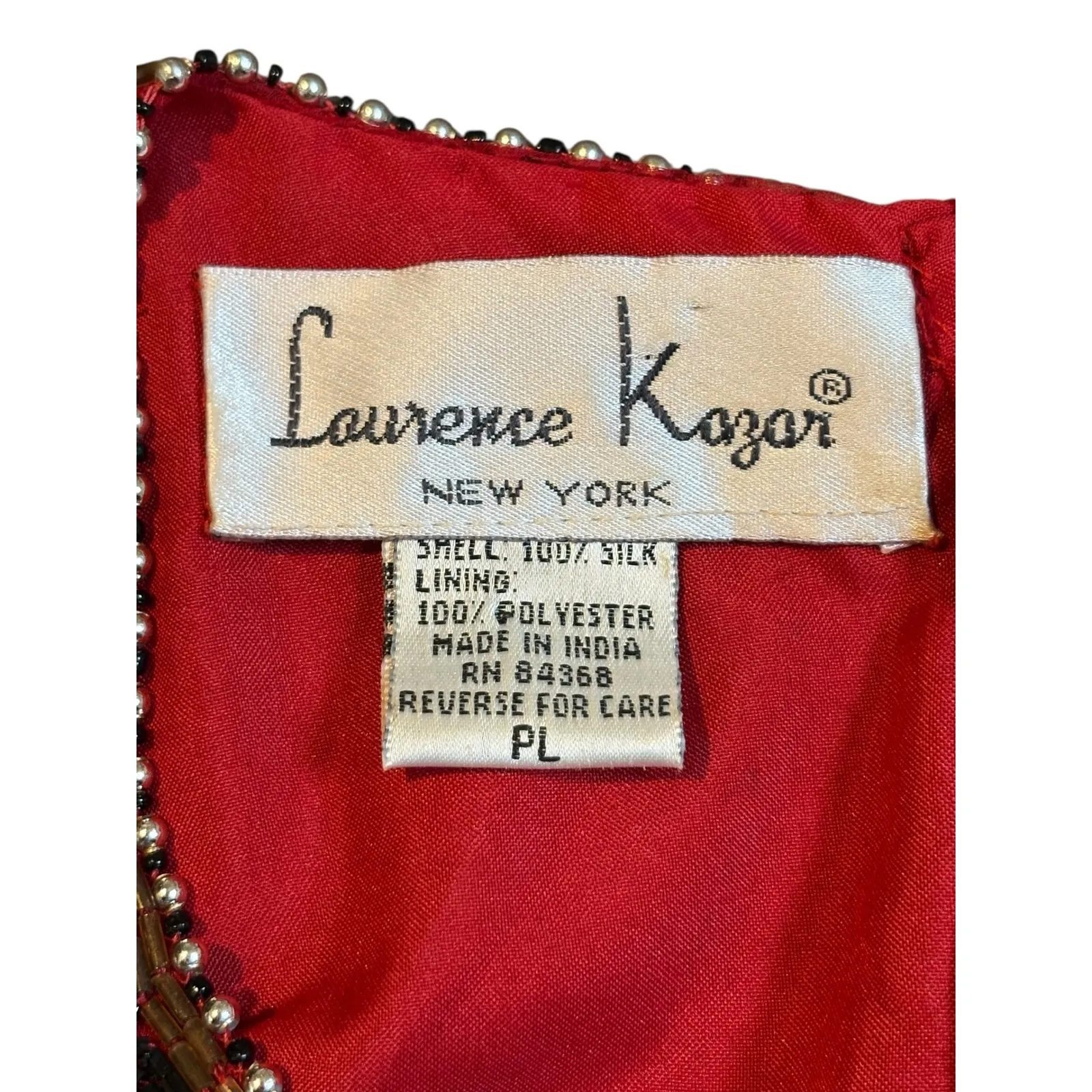 Vintage Laurence Kazar Red Beaded Embellished Silk Top Women Size Petite Large - Image 10