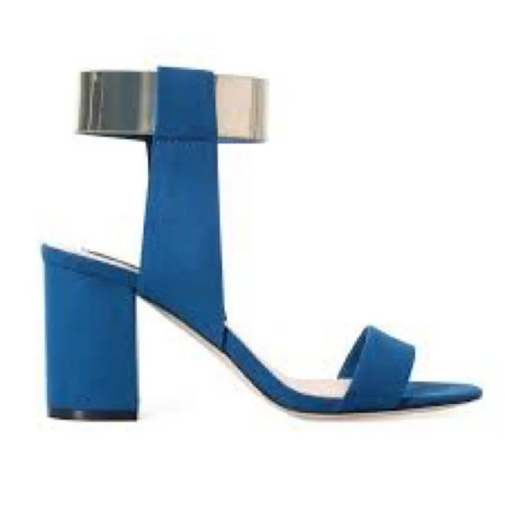 Zara Blue Suede Chunky Heels size 36eu‎ (6us) - Image 3