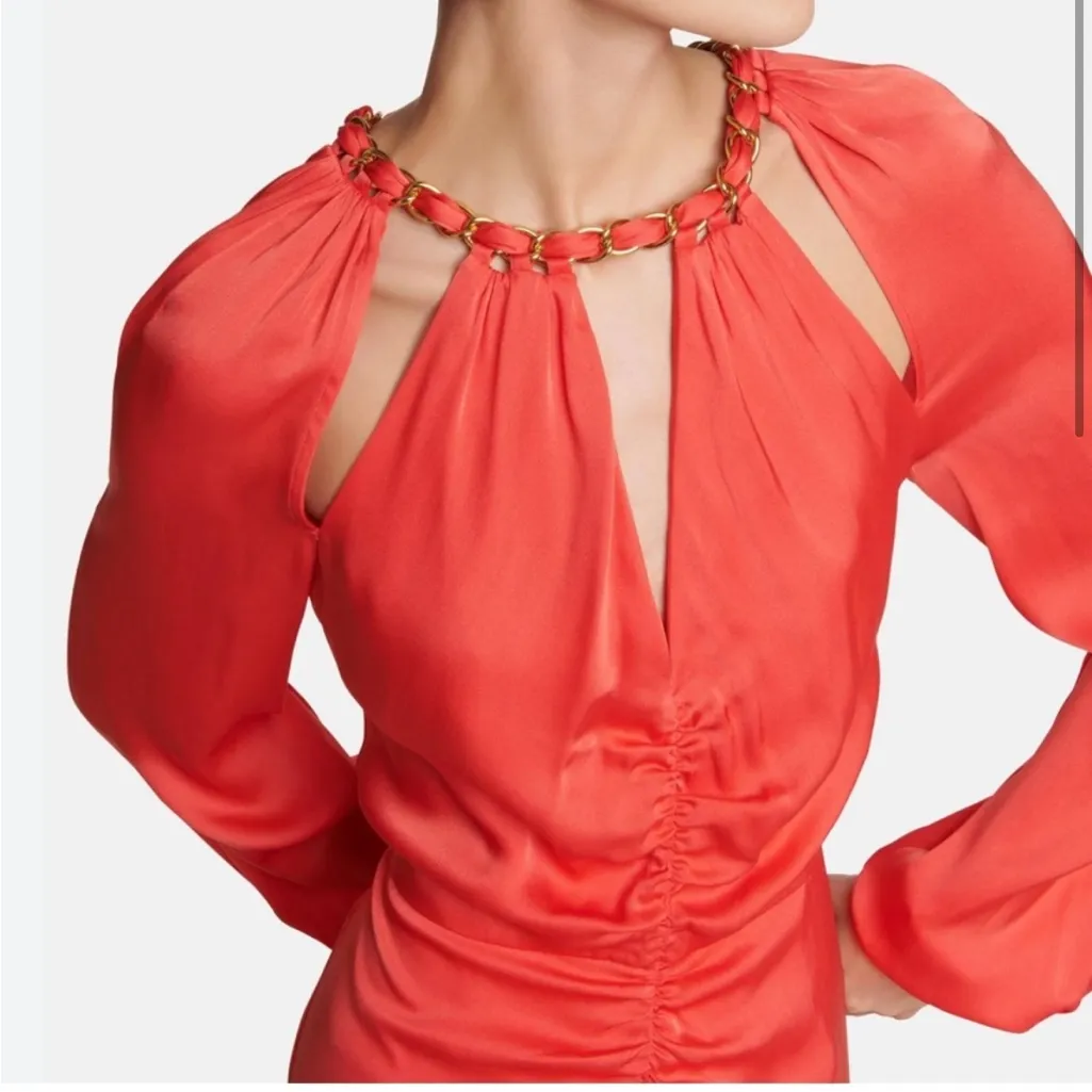 Veronica Beard Fayla Chain Link Cutout Long‎ Sleeve Midi Dress Size 0 - Image 2