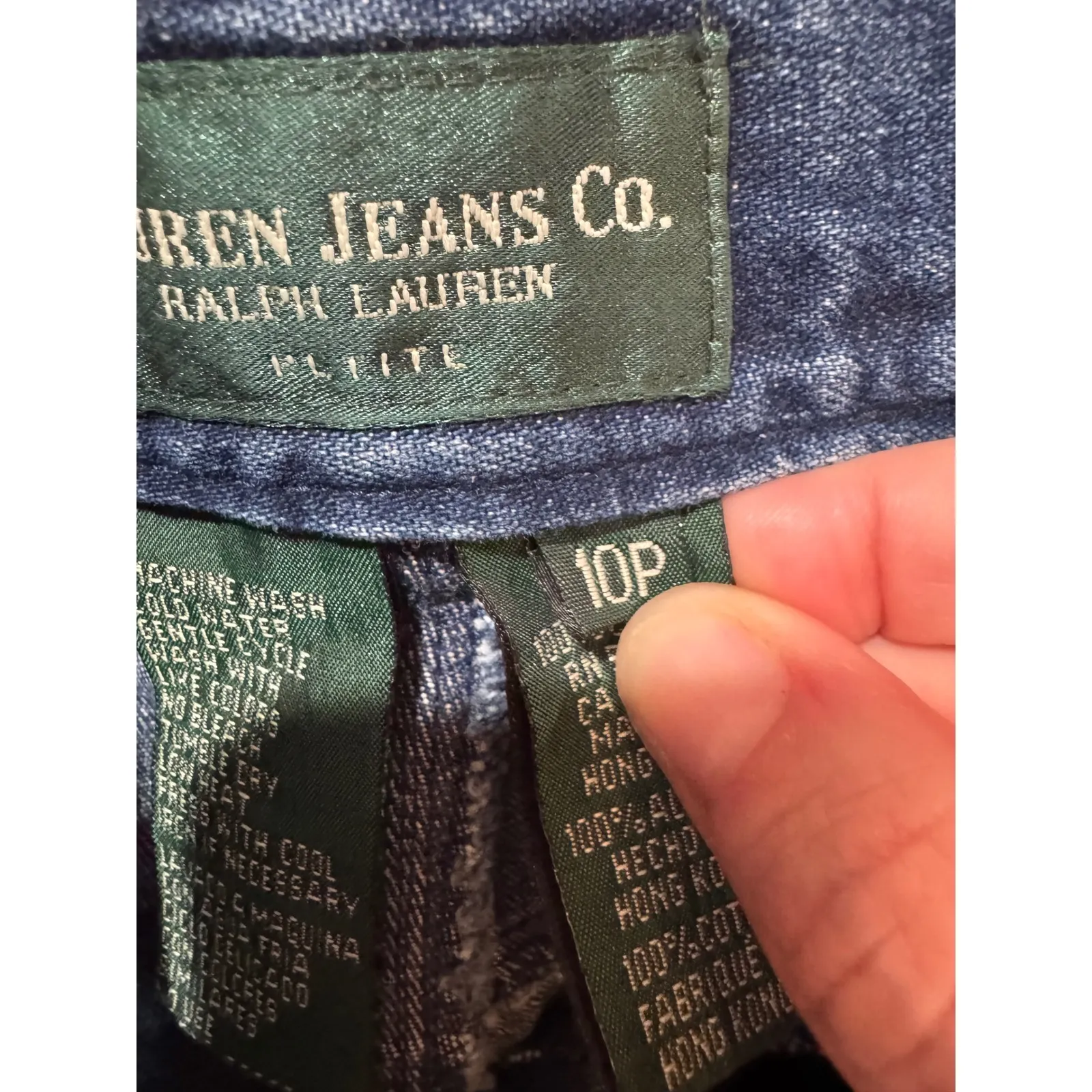 Lauren Jeans Co. Ralph Lauren Denim Midi Skirt Frayed Hem‎ Size 10P Blue - Image 10