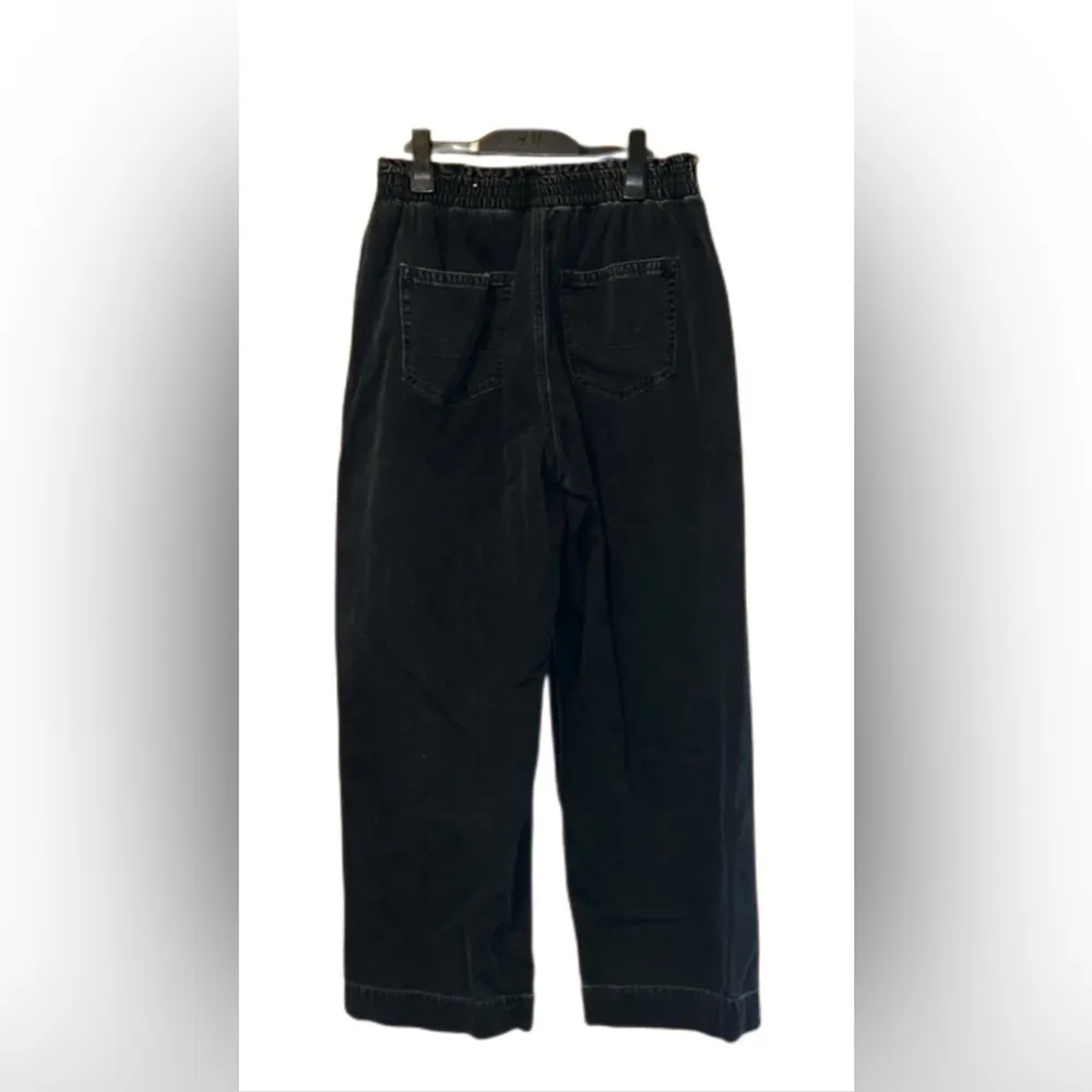 American Eagle black denim elastic waist wide leg baggy jeans - Image 4