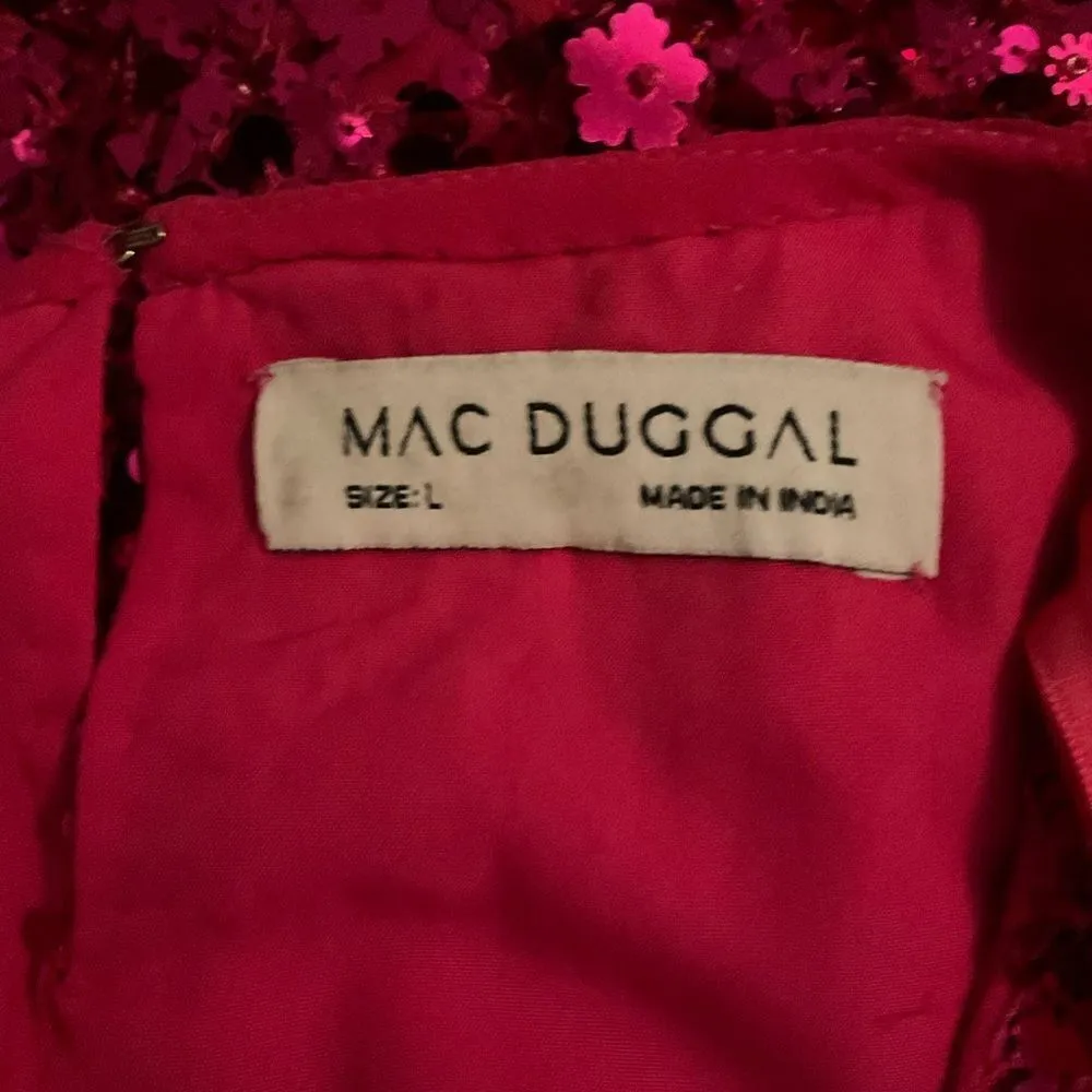 MAC DUGGAL 10032 Womens Quarter Sleeve High Neck Sequin Embellished Mini Dress - Image 12