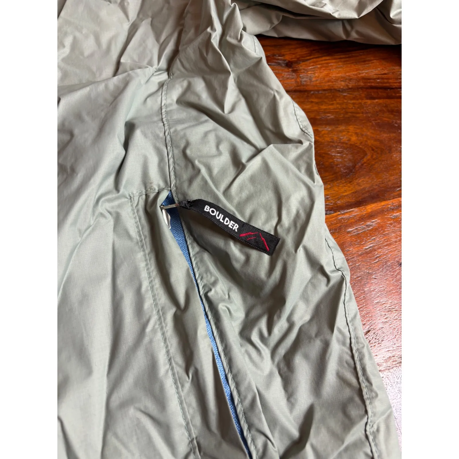 Boulder Lightweight Hooded Windbreaker Jacket Women's Large Green Zip Up - Image 3