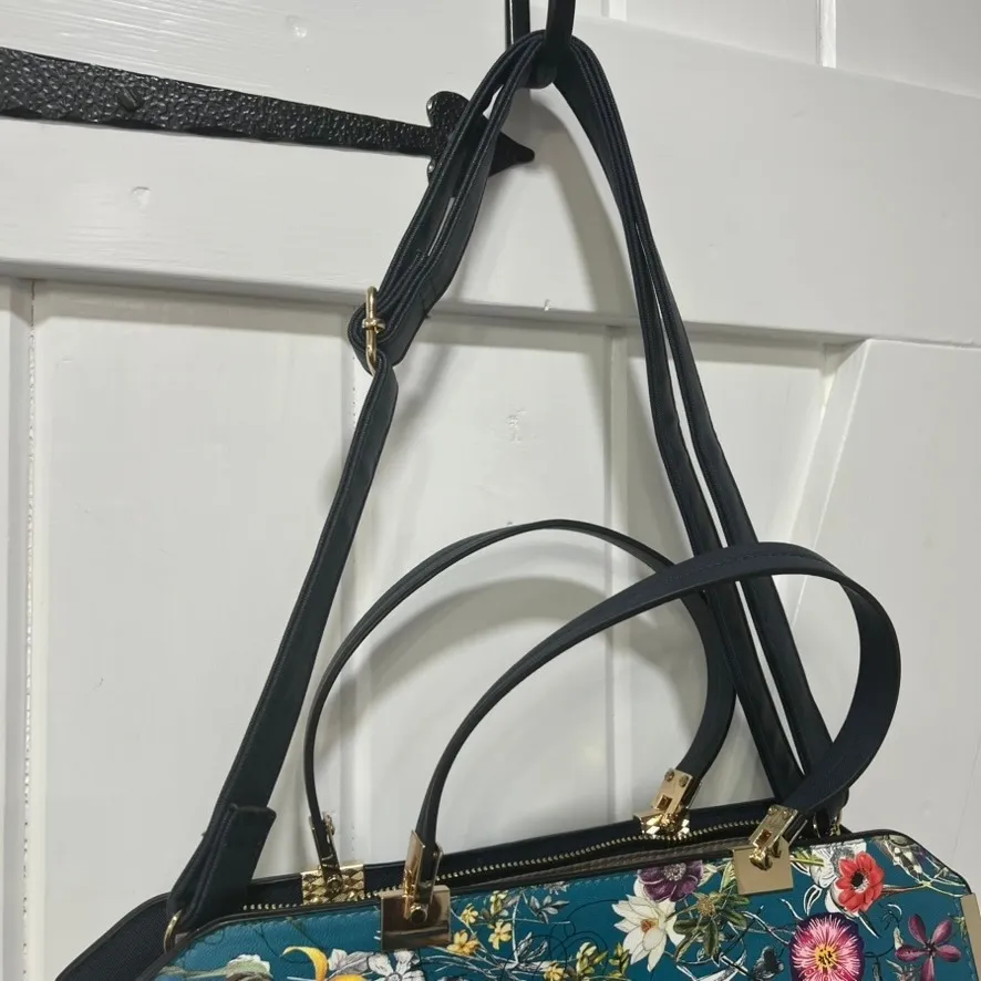 Dasein Women Large Handbag Purse Vegan Leather Satchel Work Bag Shoulder Tote Blue - Image 7