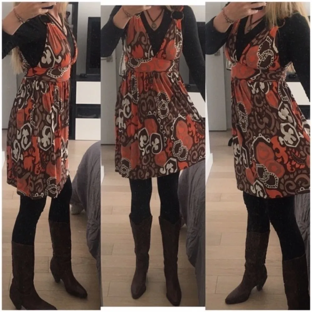 Milly SZ M Orange patterned Dress - Image 8