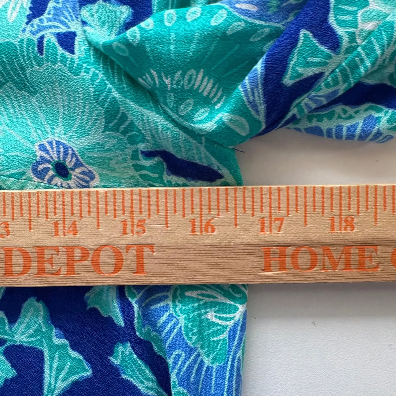 Lilly Pulitzer Tunic Dress Blue Green Floral Embroidery Zipper Women's Size 6 - Image 9