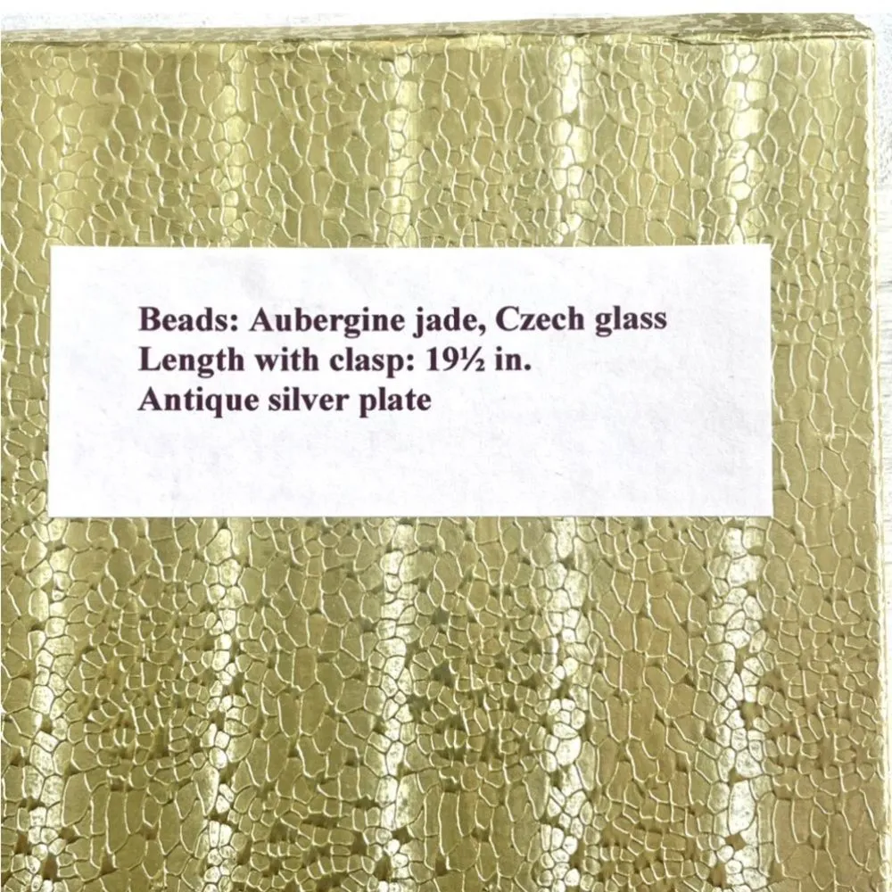 Aubergine Jade and Czech glass antique silver plate necklace and earrings set - Image 5