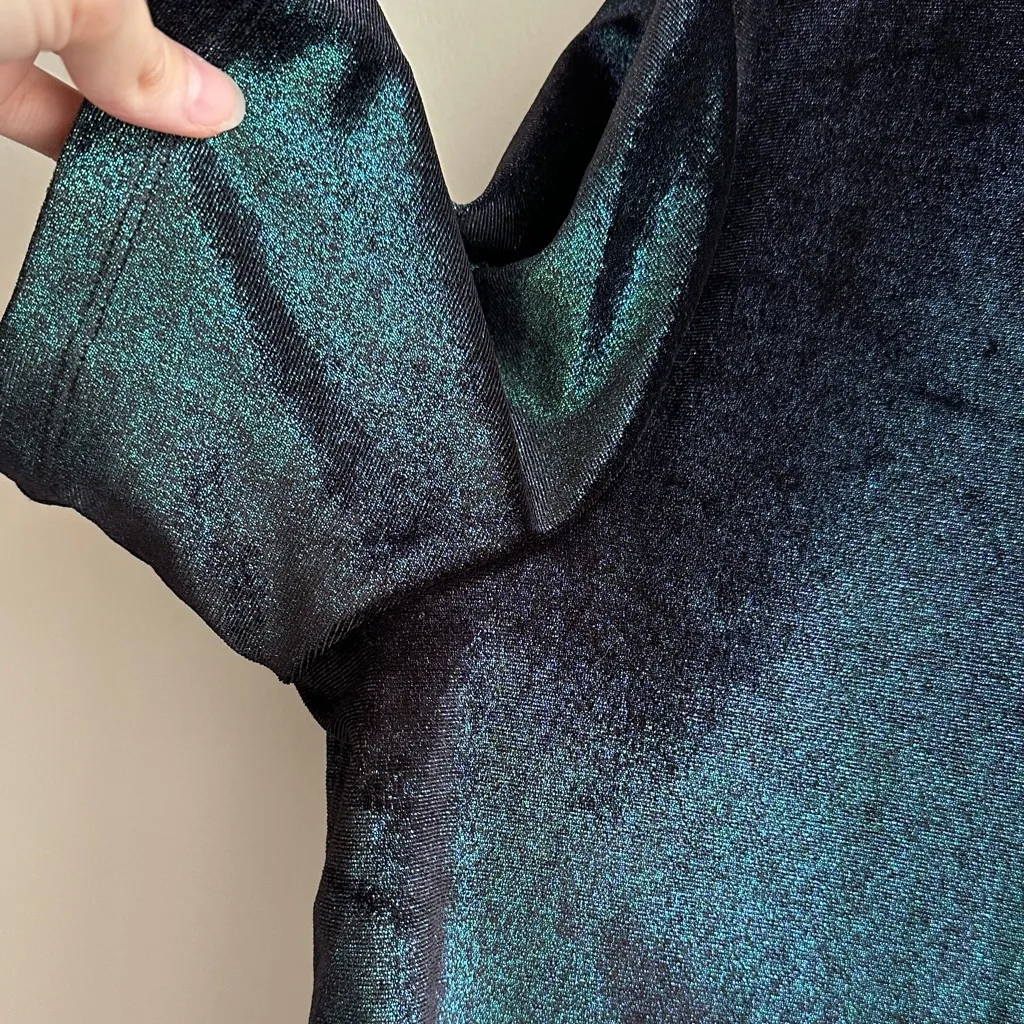 Oliver Bonas Iridescent Mockneck Top, New Years Eve/Holiday, Blue/Green, Size 10 Green - Image 6