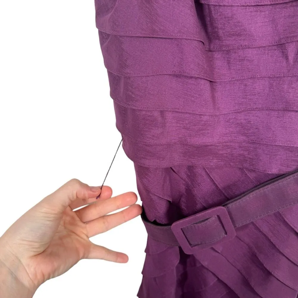 Adrianna Papell Purple V-Neck Belted Dress Sleeveless Cocktail NWT Women Size 10 - Image 3