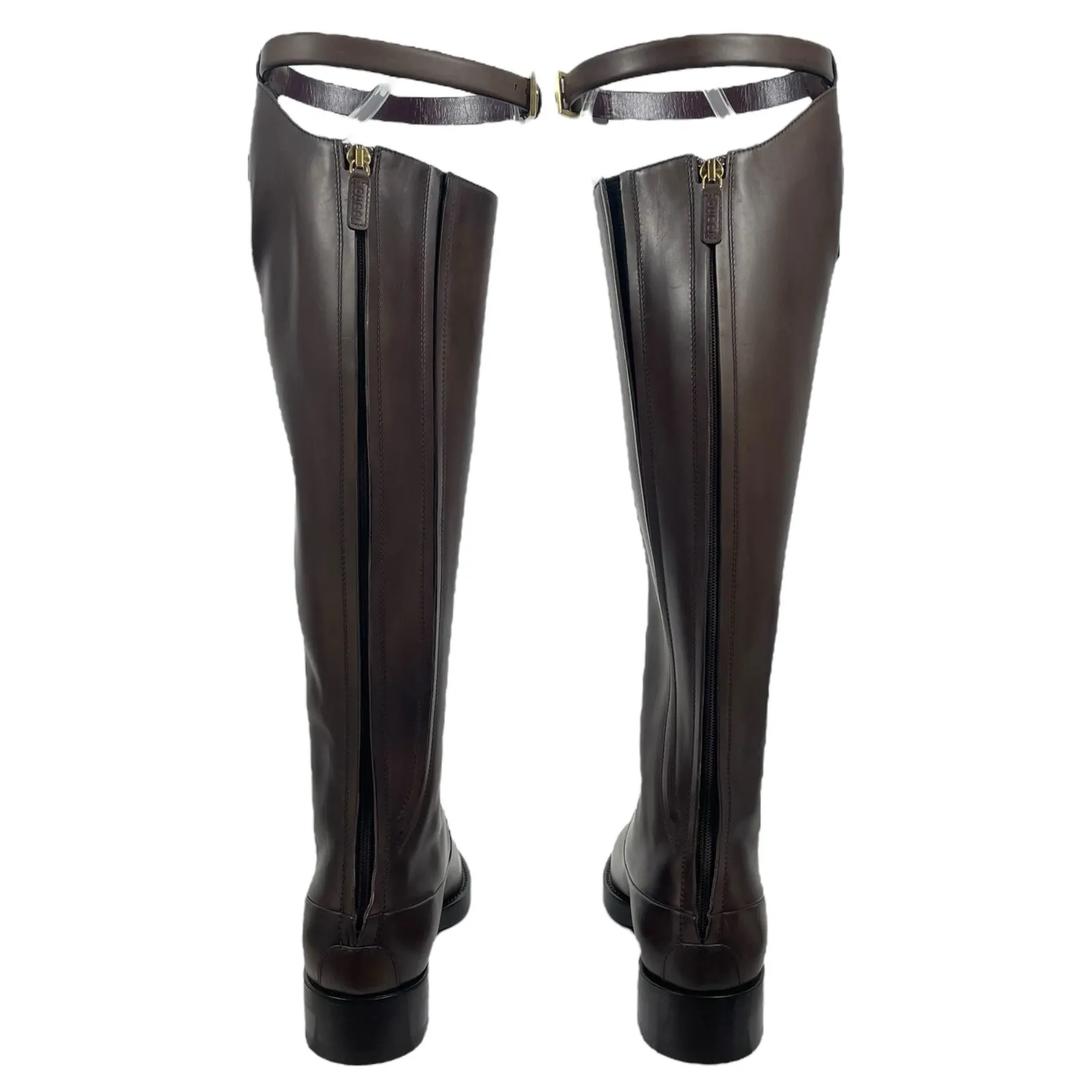 Gucci Victoria Equestrian Leather Tall Riding Boots Dark Brown Size 37 - Image 13
