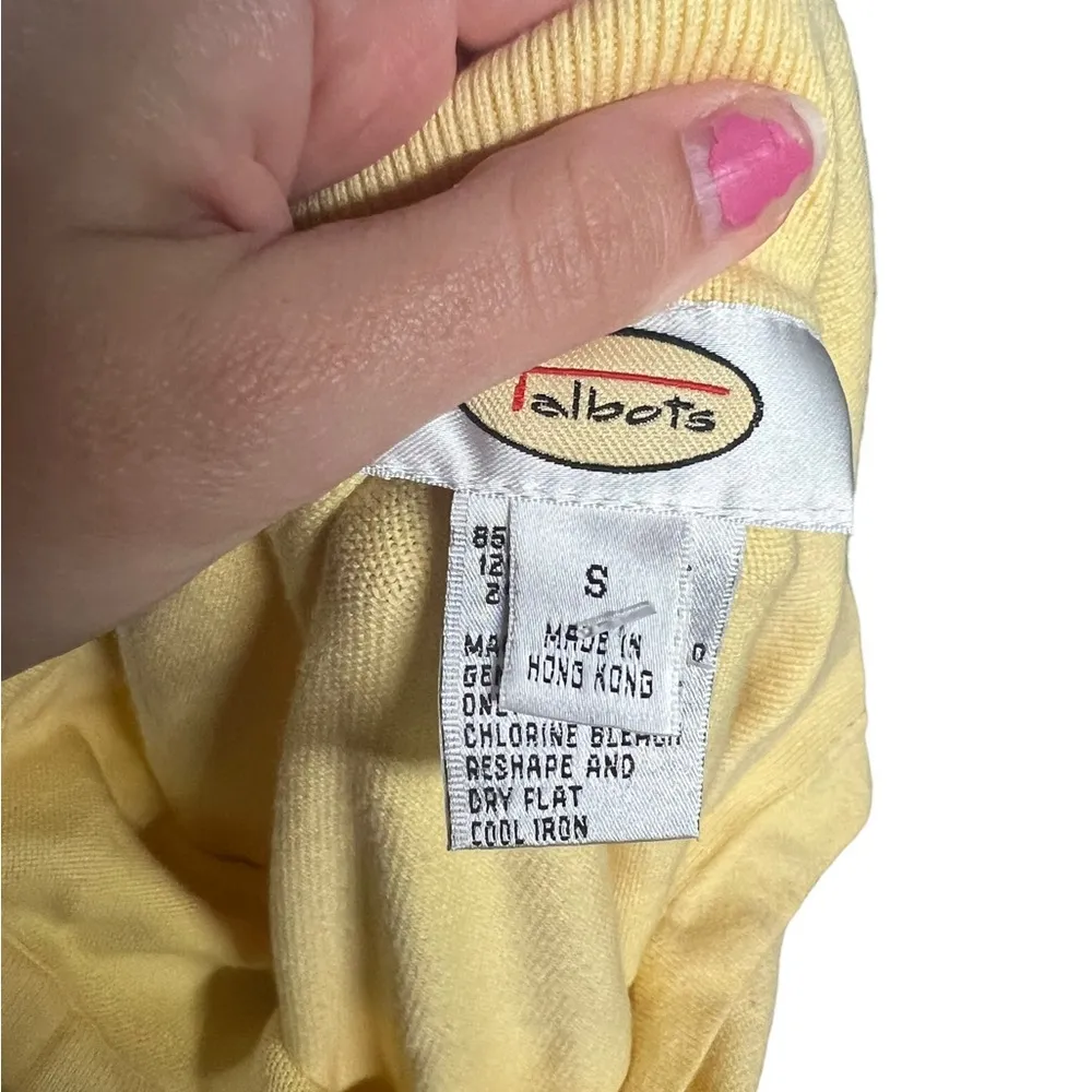 Light Yellow Talbots Knit Cotton-Blend Polo Small - Image 4
