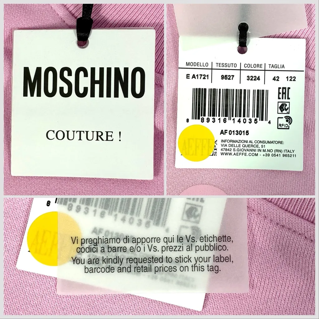 Moschino Couture Logo Double Question Mark Crewneck Sweatshirt Pink US 8 NWT - Image 5
