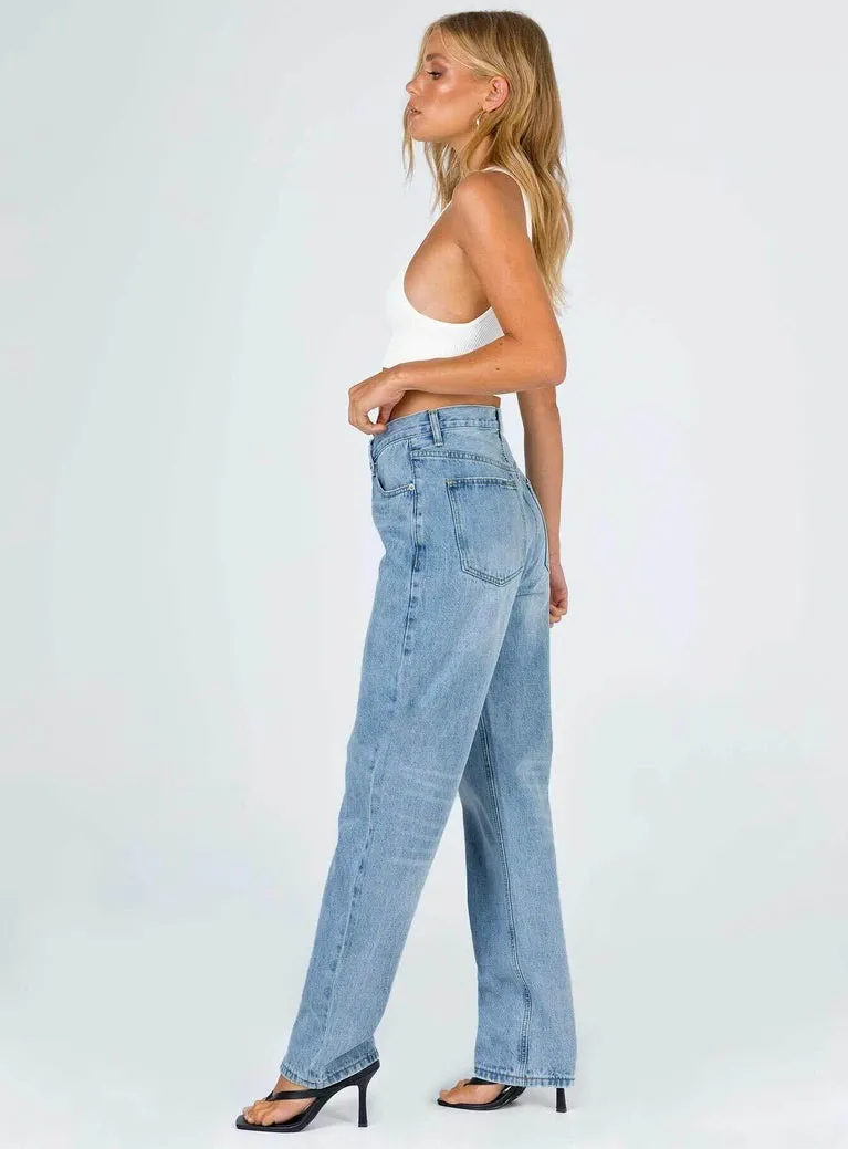 Holly Asymmetric Straight Leg Jean in Light Wash Denim - Image 9