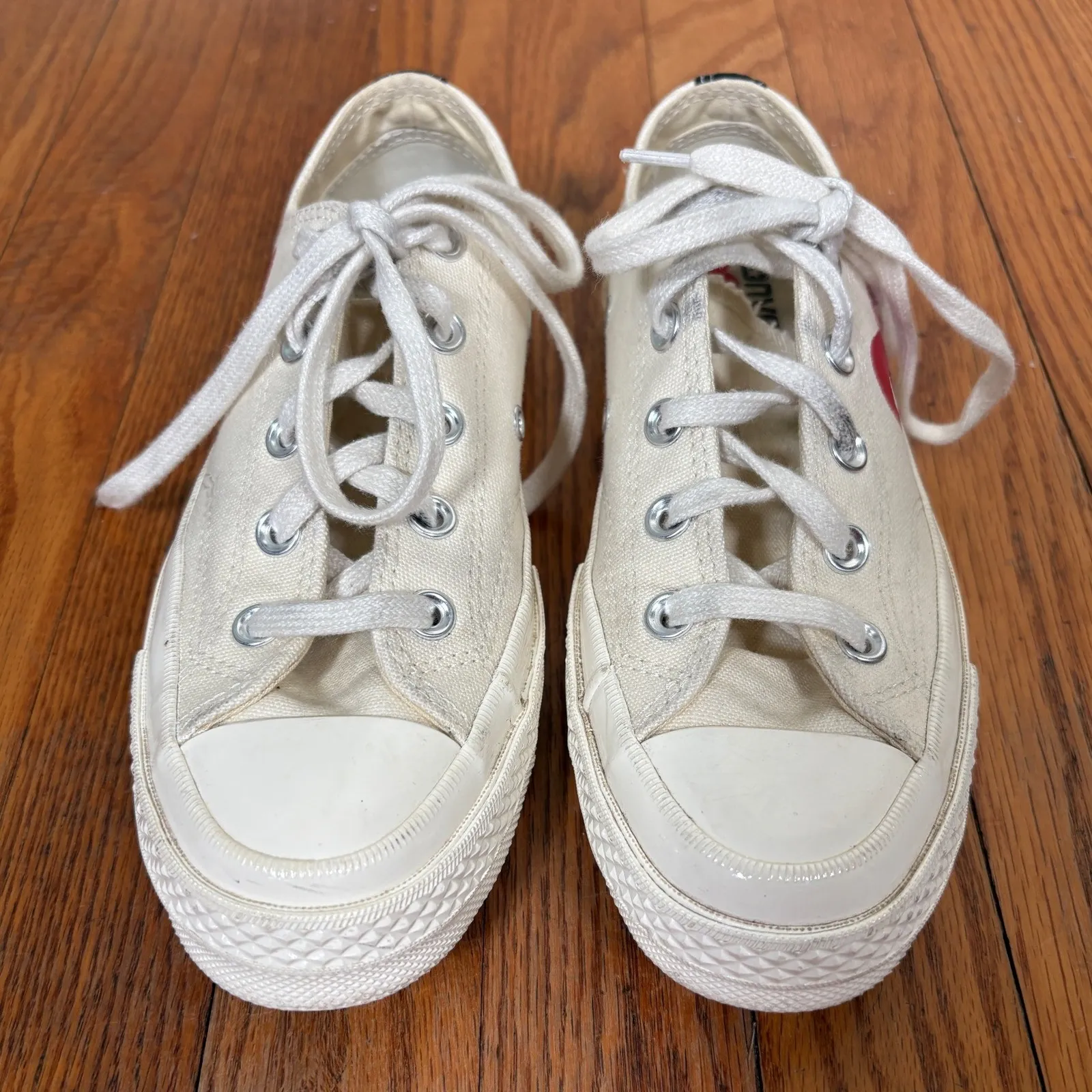 Comme des Garcons PLAY x Converse Chuck Taylor All Star Low Cream Shoes size 6 - Image 3