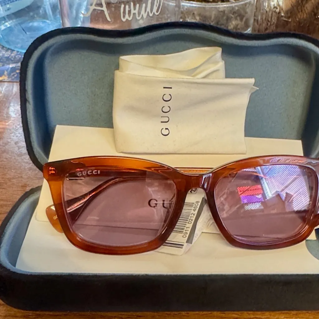 Gucci 55mm Square Sunglasses Havana Violet - Image 9