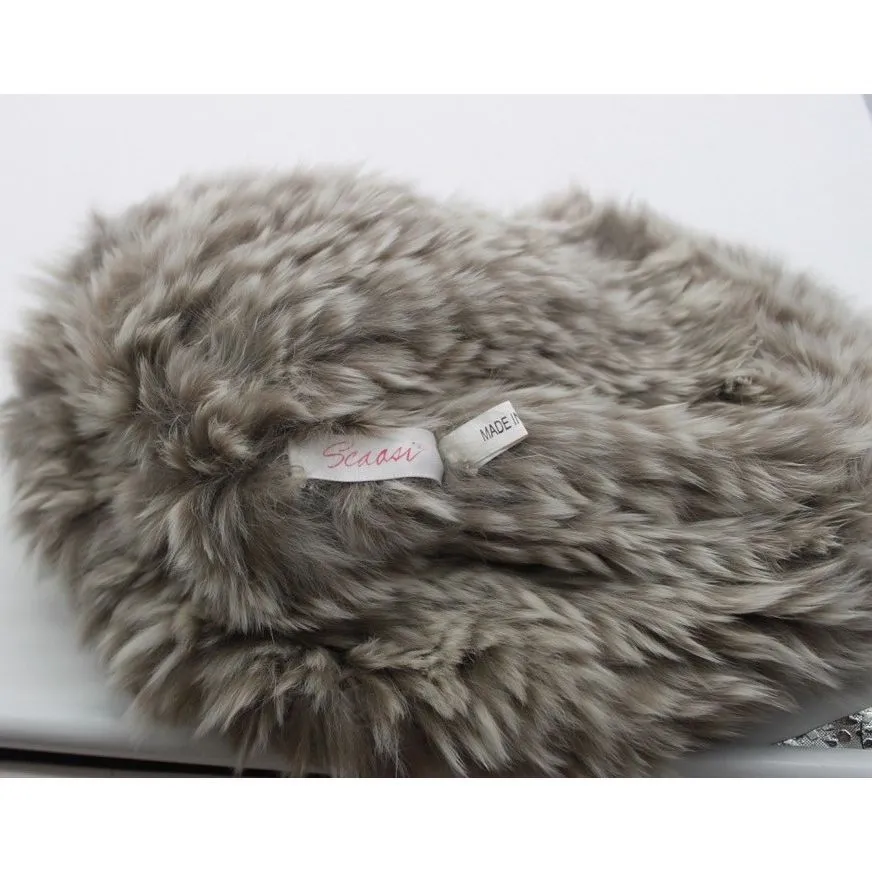 Scaasi Hat‎ Beret Womens Medium Gray Fur Fluffy Winter Accessory Chic Soft - Image 3
