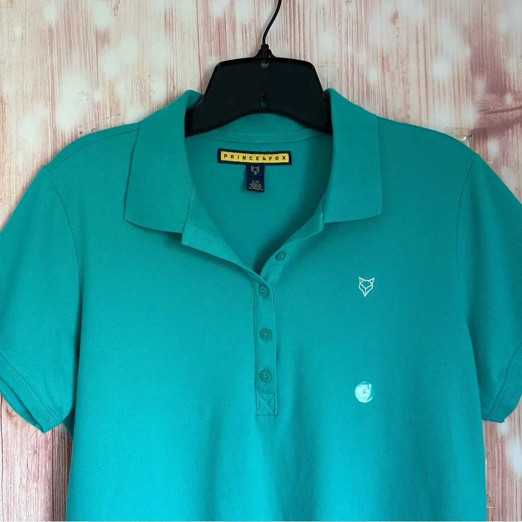 Prince & Fox Aqua Green Logo Polo Shirt - Image 2