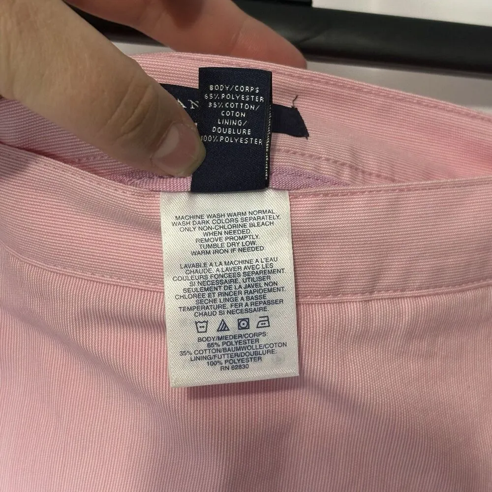 LANDS END Women’s Seer sucker Pink & White Striped Skirt Size 12 Knee Length - Image 6