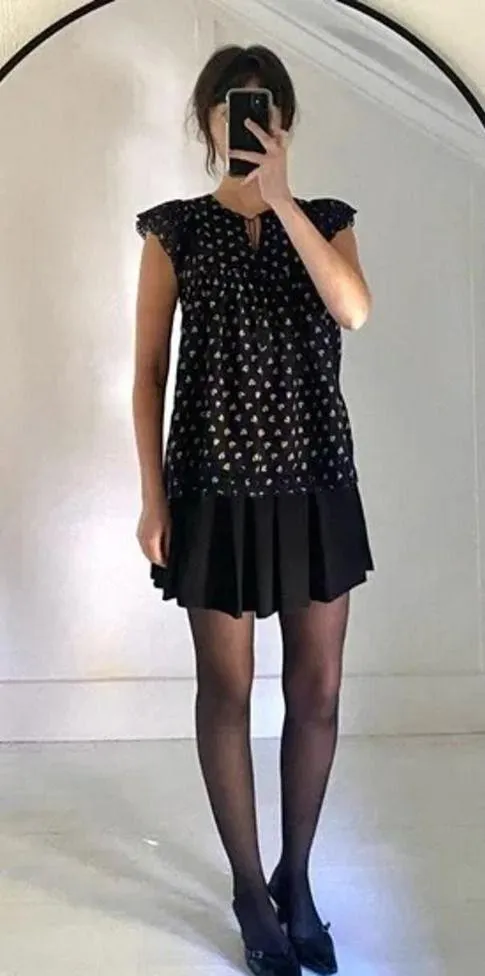 Ulla Johnson Floral Eyelet Lace Trim Tie Neck Blouse Black Size 4 - Image 4