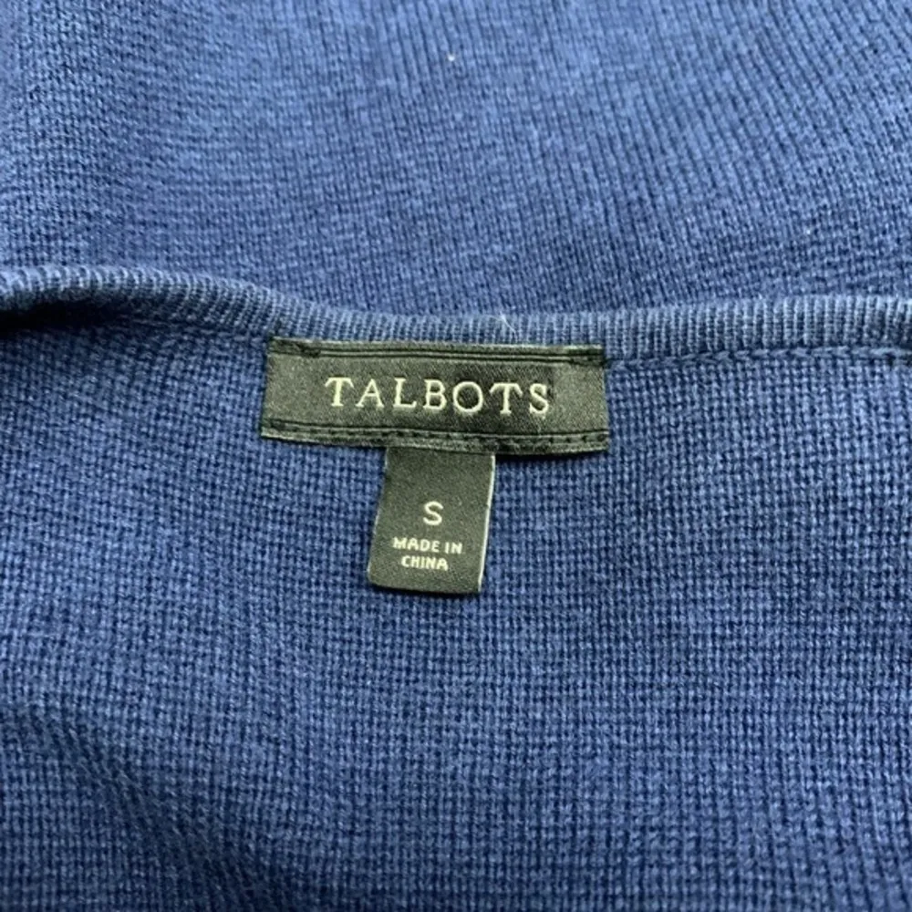 Talbots Knit Open Front Cardigan Womens Small Blue Sweater Pockets Blazer Jacket - Image 4