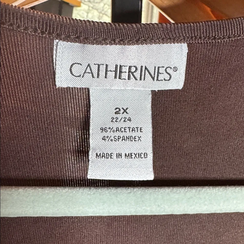 Catherines Slinky Stretch Chocolate Brown Cardigan Long Sleeves Size 3X 22/24 - Image 2