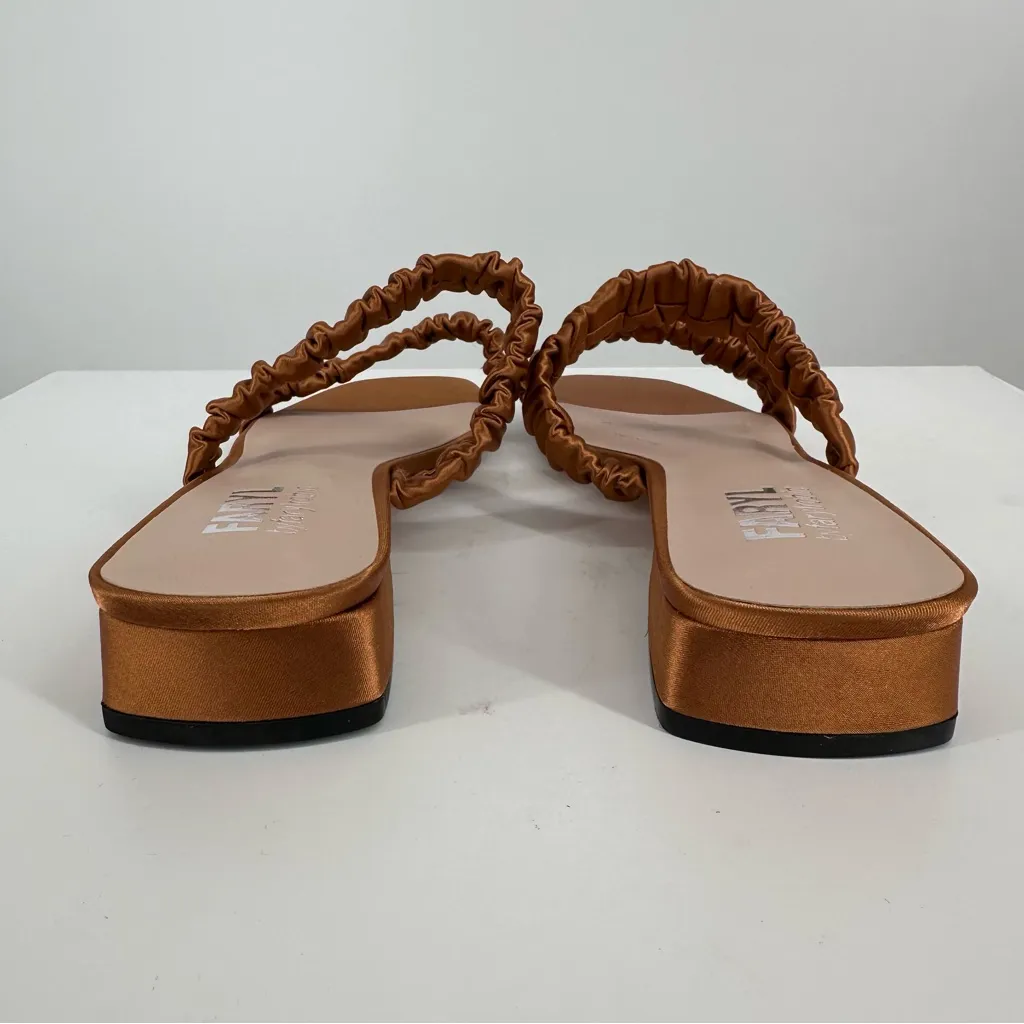 Faryl by Farylrobin Bronze Satin 2 Strap Sandals size 8 Medium Width Brown - Image 9
