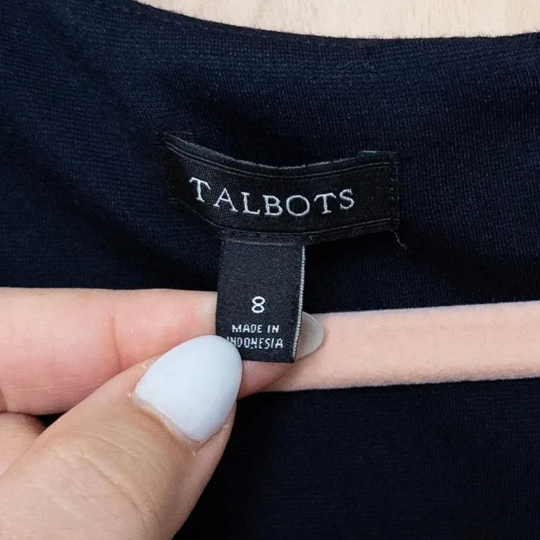 Talbots Womens Dress Size 8 Navy Blue 3/4 Sleeve Ruffle Hem Career Classic Chic - Image 5