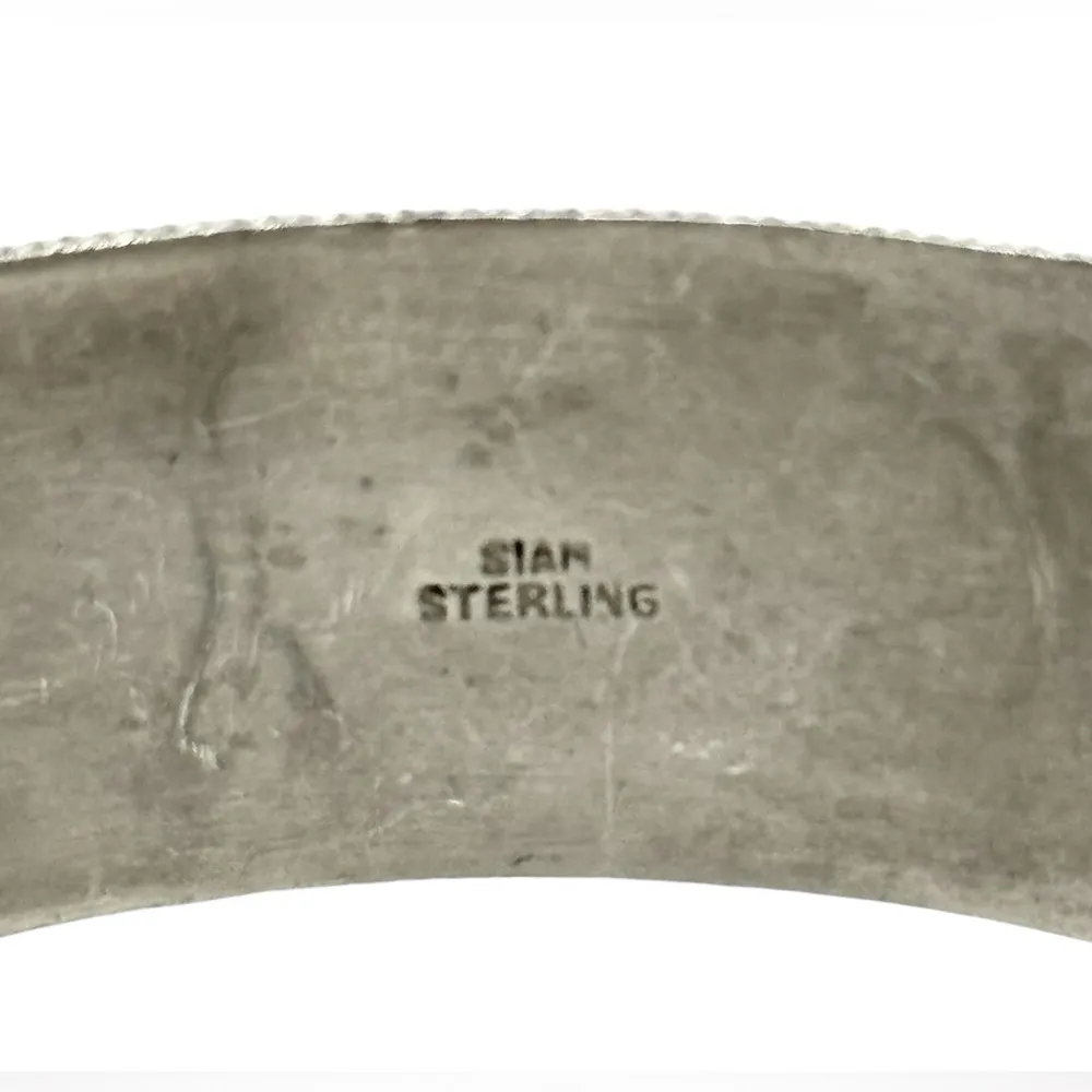 Siam Thailand Vintage Filigree Massive Silver Sterling Cuff Bracelet Pre 1948 - Image 14