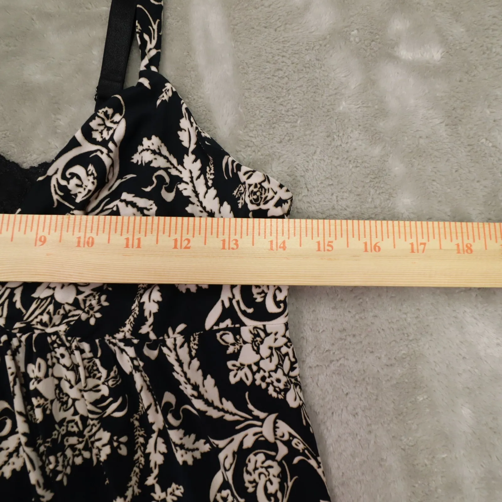 Soma Black White Floral Night Gown Chemise Adjustable Straps Women's Small - Image 4