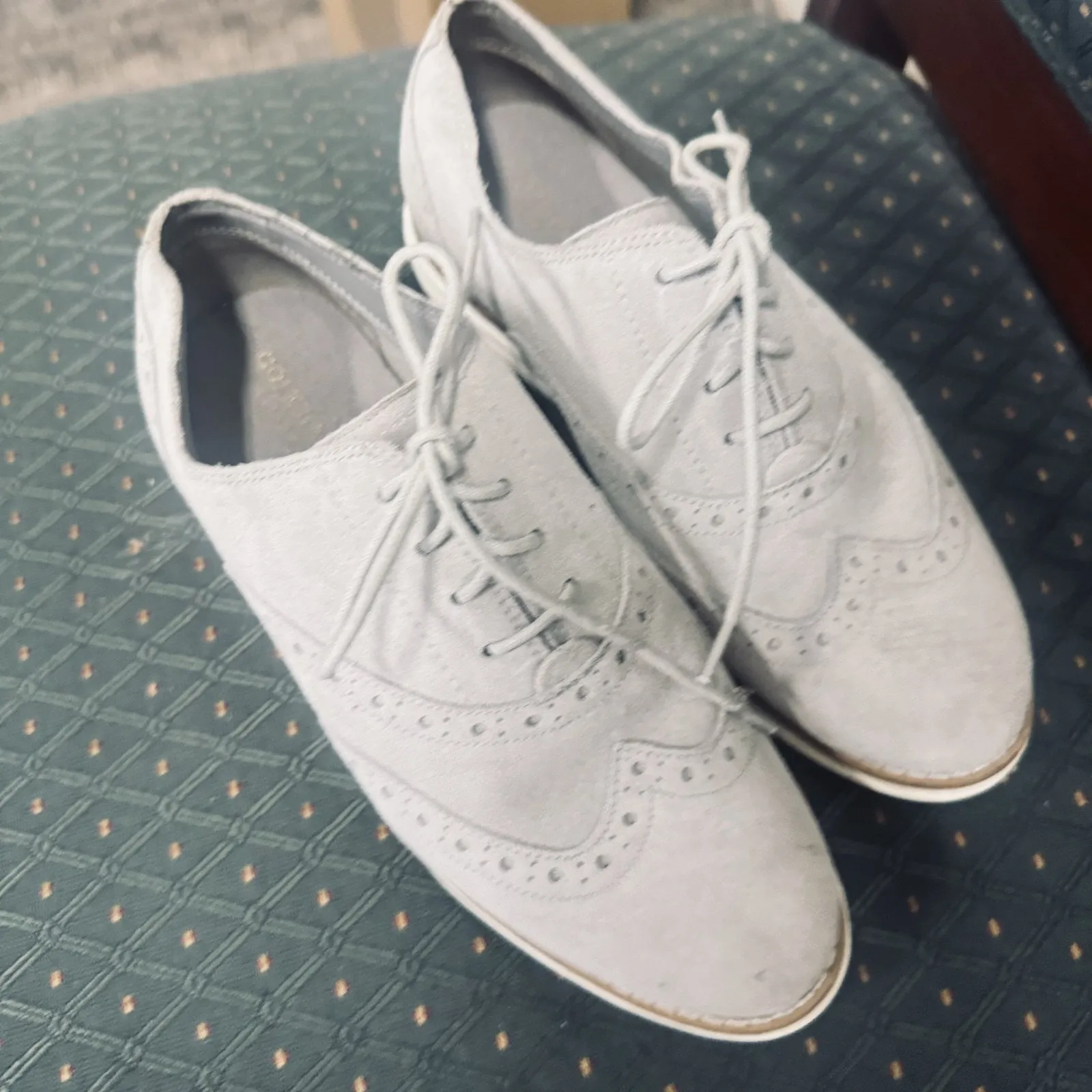 Cole Haan Shoes Women's Lunargrand Wing Tip Oxford Gray Suede Lace up sz 5B - Image 2