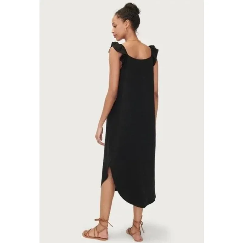 Hatch Collection Jenna Ruffle Button Front Midi Dress Black Maternity New Small Size undefined - Image 2