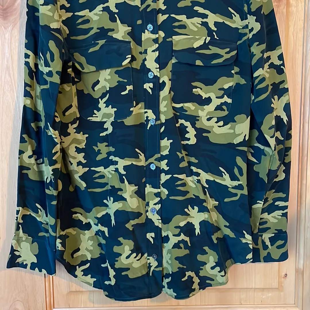 Scarab Camo Green Multi Slim Signature Silk Shirt - Image 6