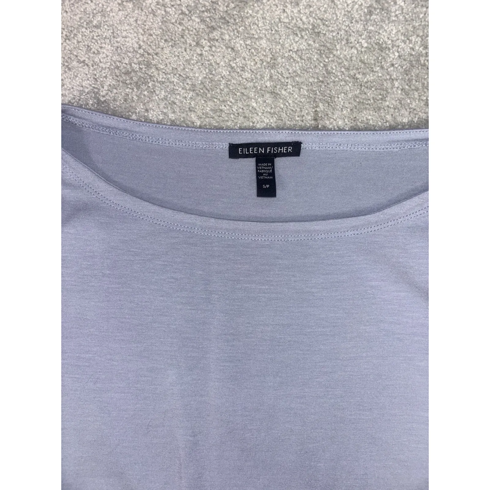 eileen fisher small petite light blue boat neck shirt long 3/4 sleeves - Image 5