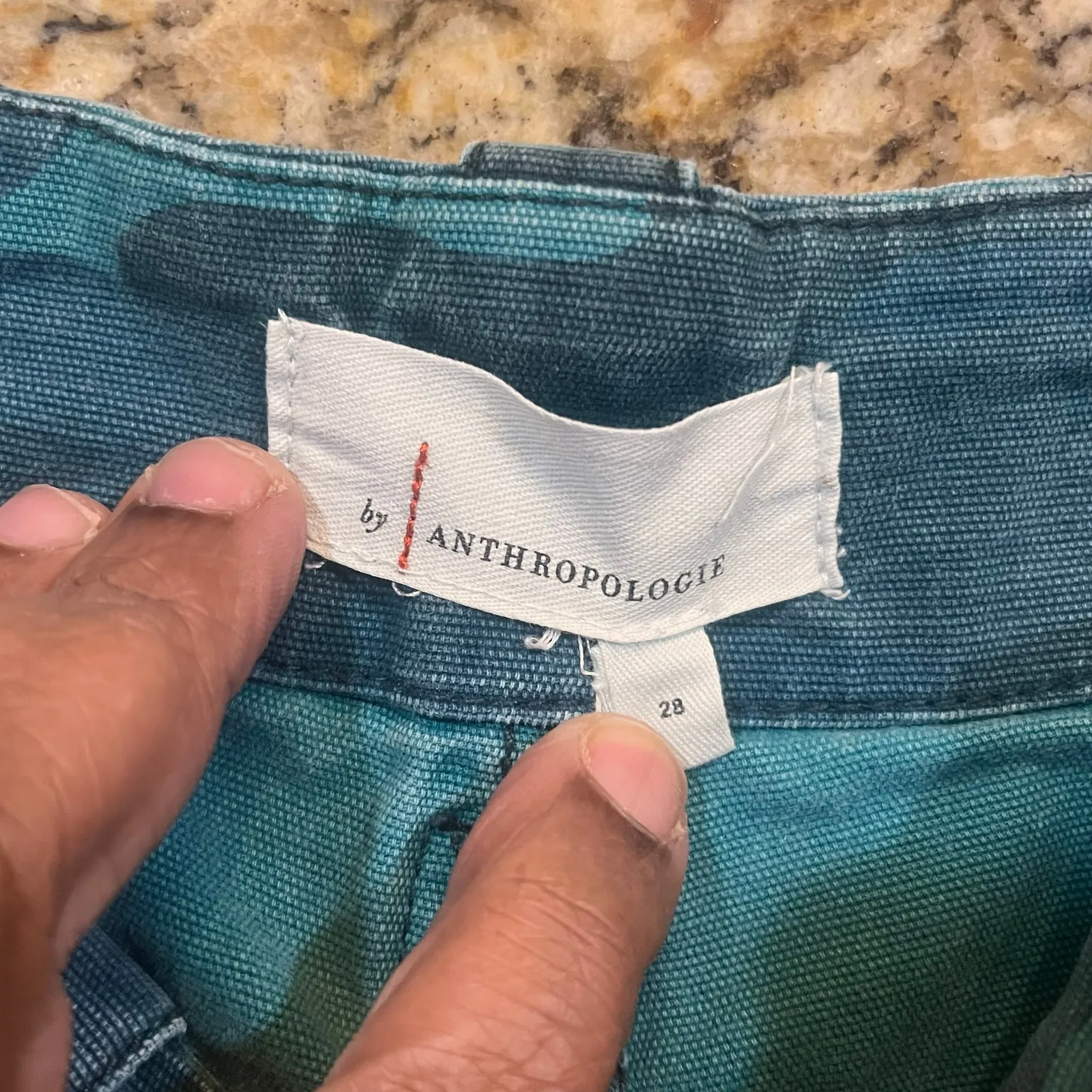 Anthropologie Austin High Rise Cropped Cargo Pant Teal Green Camouflage Size 28 - Image 2