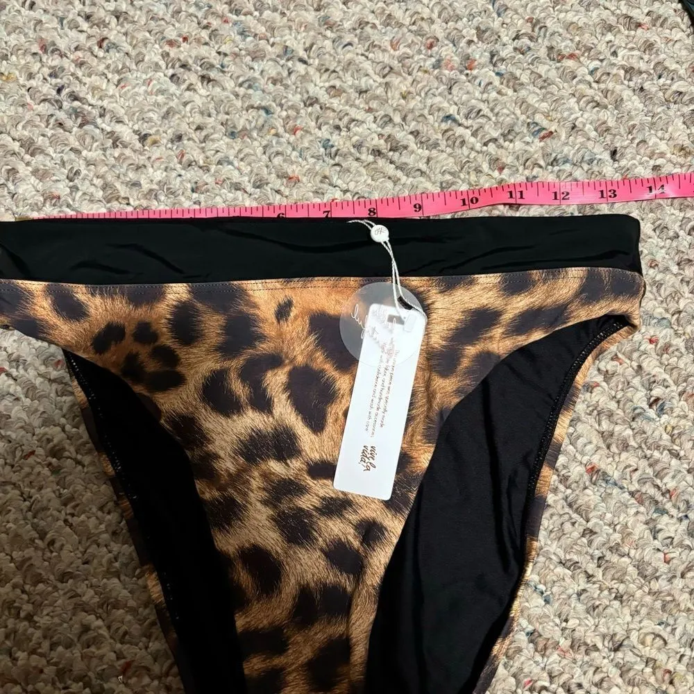 NWT Pily Q High Rise High Leg Leopard Cheetah Swim Bikini Bottom- Size Large - Image 9