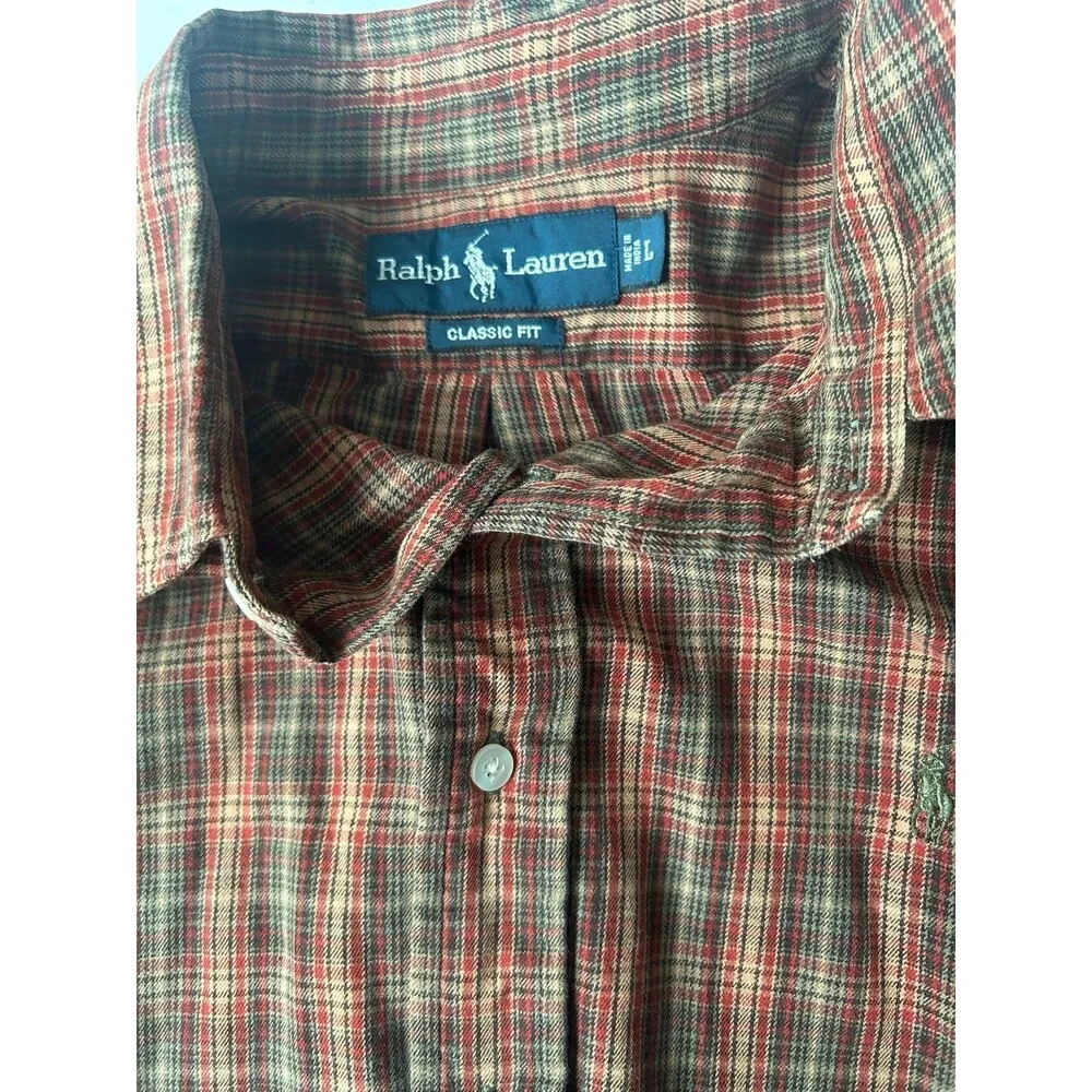 Button Up Classic Fit Shirt Womens Size Large Plaid - Image 3