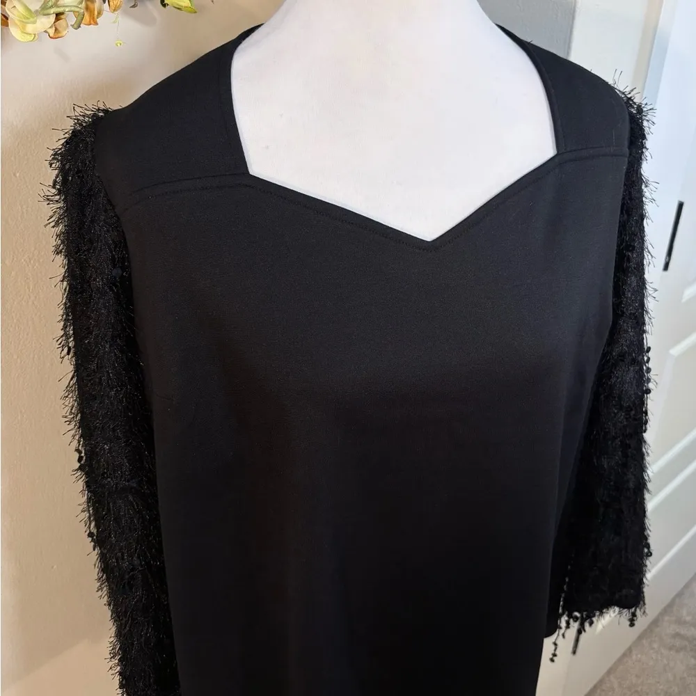 NWT CATO Evening Soirée Fringe Sequined  Sleeve Sweetheart Neck Top~ 18/20💚 - Image 2