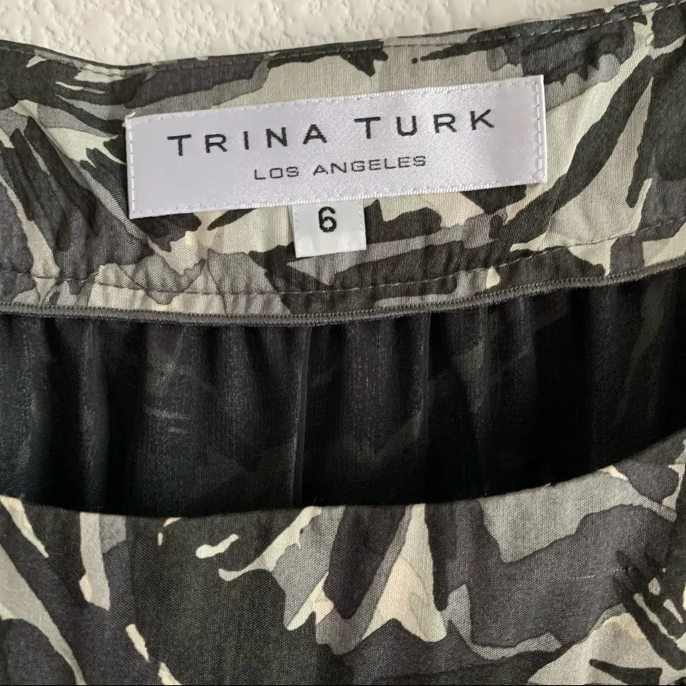 Trina Turk Mumu Style Silk Wool Short Dress Tropical Elegant Modest 6 - Image 3