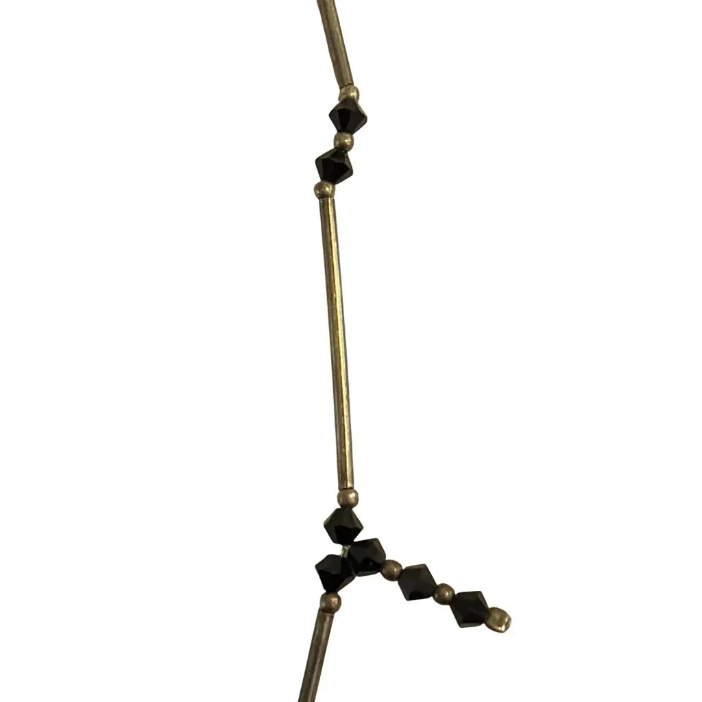 Vintage Sterling Silver Black Crystal Beaded Necklace Fringe Spiky 16" Estate - Image 3