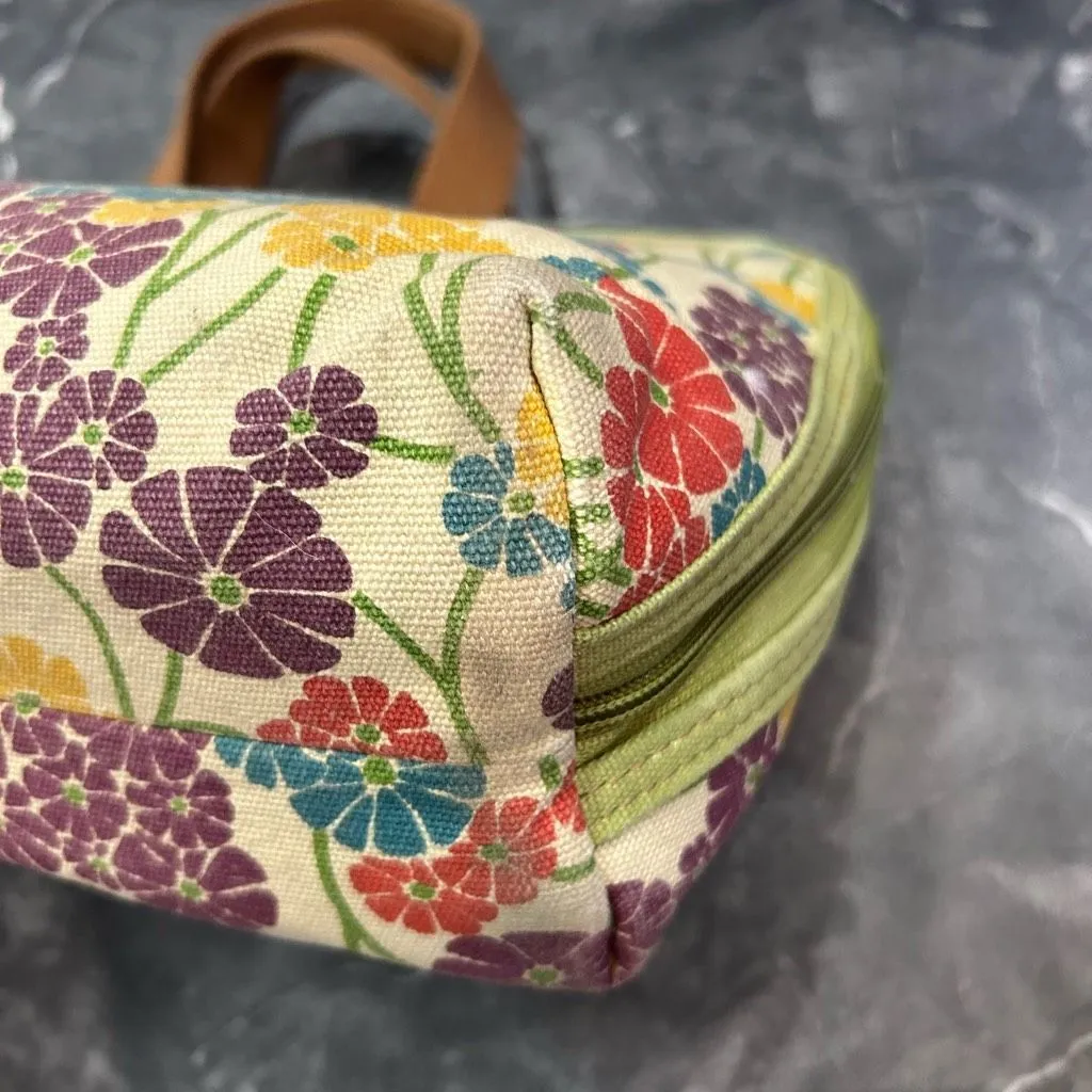 Vintage Fossil Floral Cream Green medium Carrying Bag Purse - Image 10