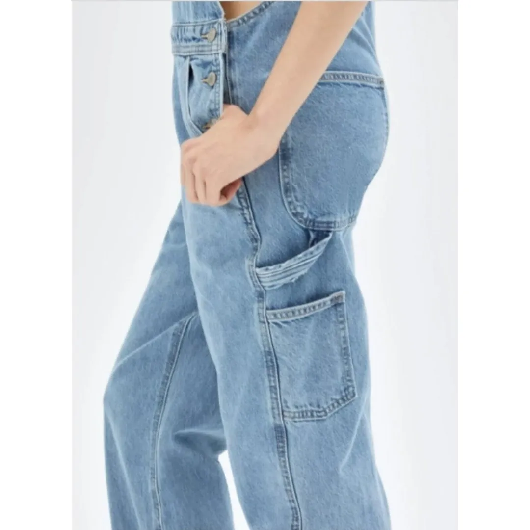 Aritzia Sundays Best Womens Overheard Light Wash Denim Carpenter Overalls NWT XL - Image 2