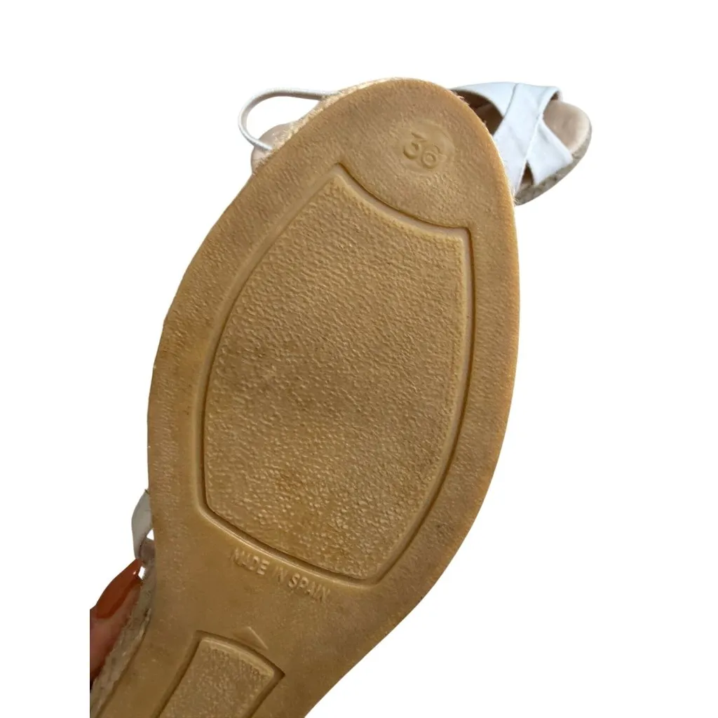 VISCATA White Cnavas Slingback Espadrilles Wedges Sandals Size 36 / US 6 - Image 4