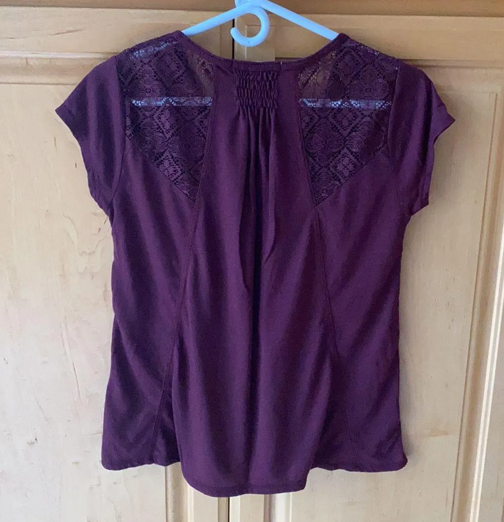 Maroon Short Sleeve Top Red - Image 3