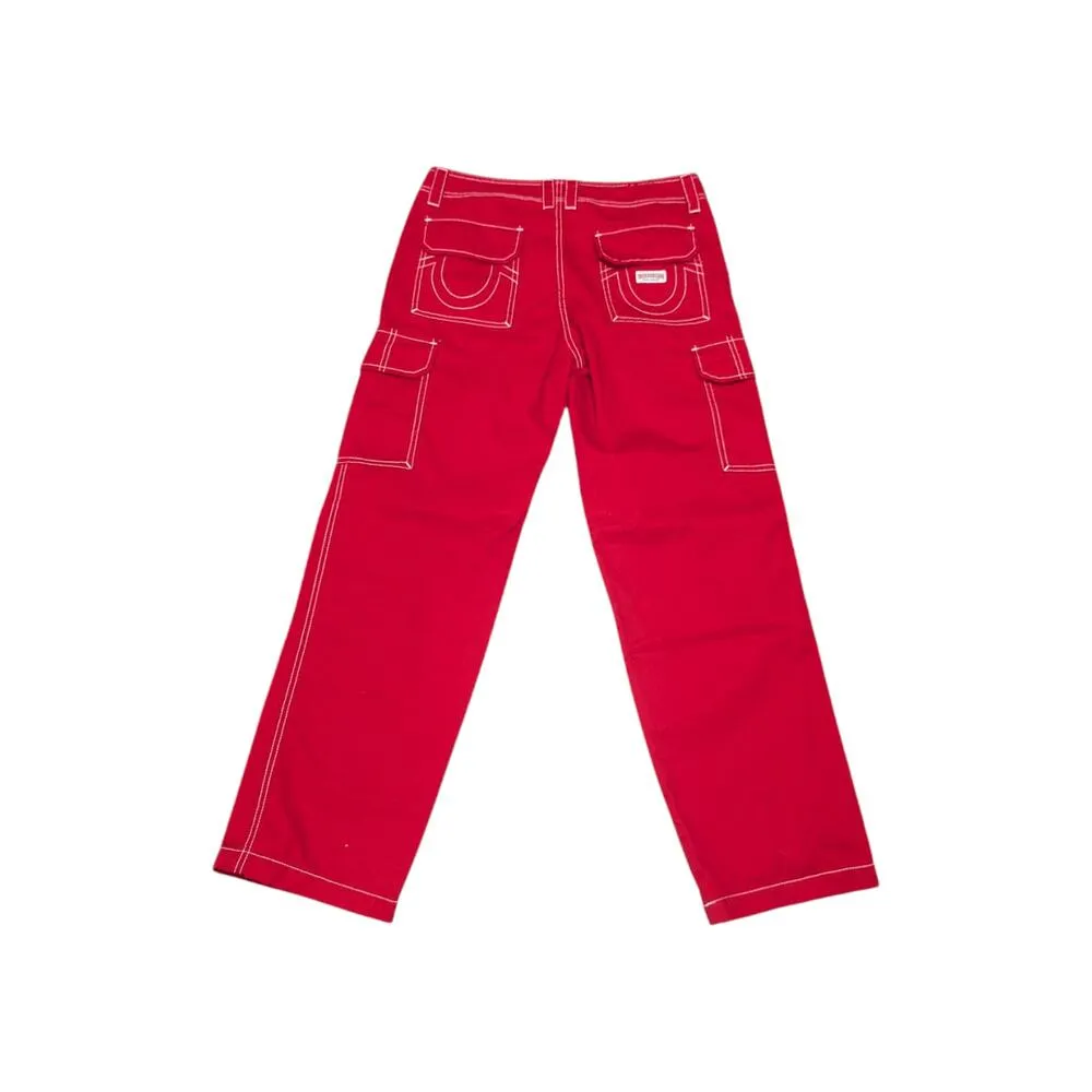 True Religion Military Single Needle Cargo Pants Red Baggy Relaxed Fit Utility - Image 3