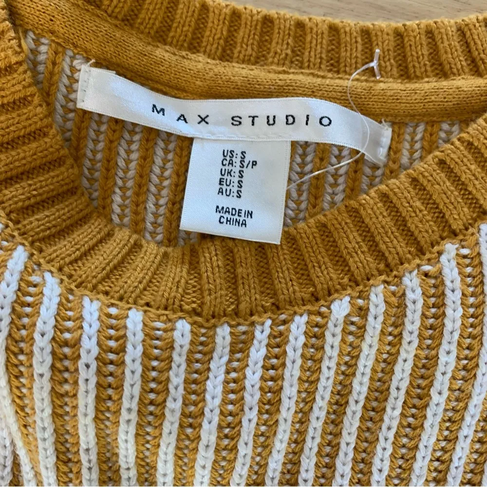 Orange and White Stripe Sweater S - Image 5
