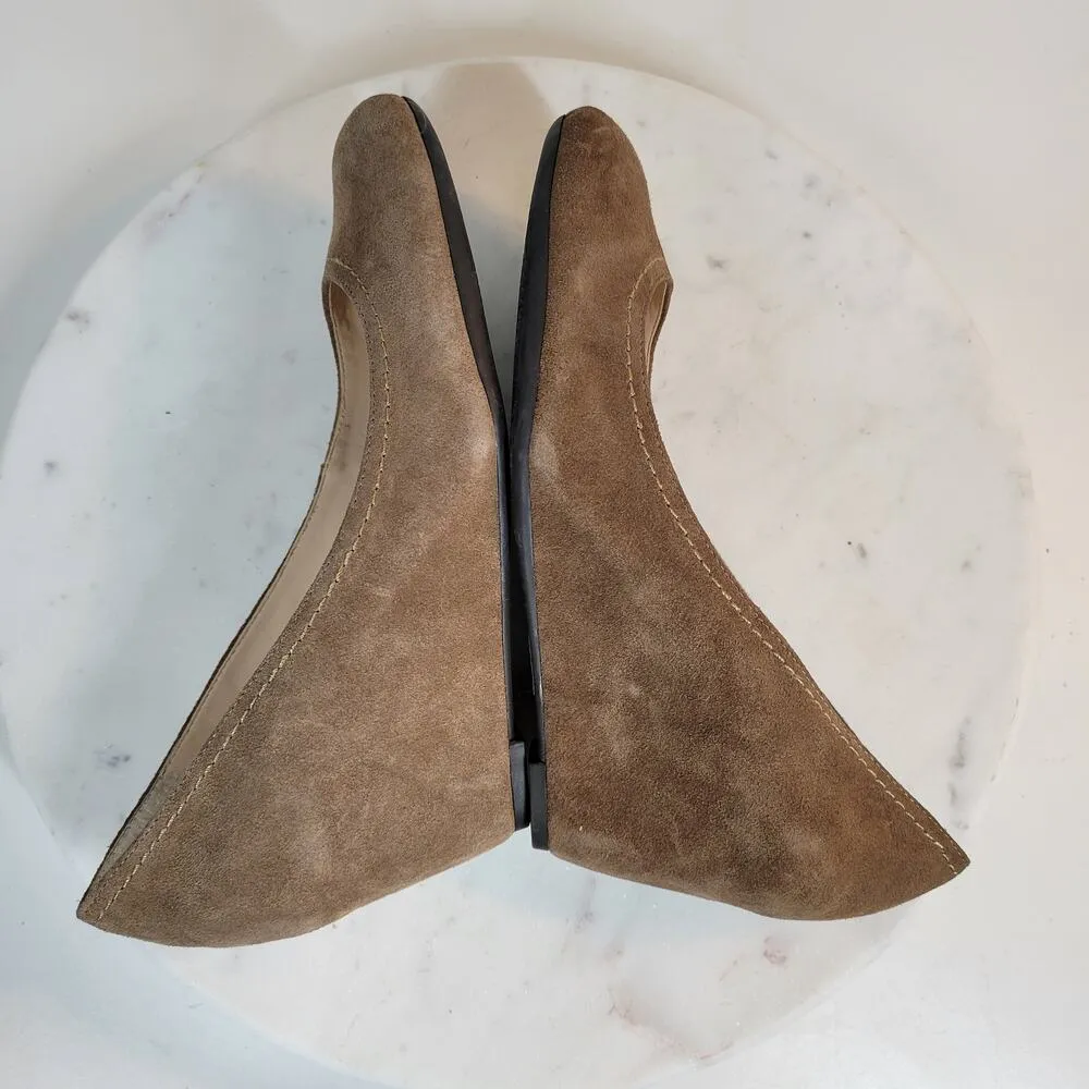 Franco Sarto Womens Zaina Shoes 8 Tan Suede Leather Wedge Slip On Round Toe - Image 11