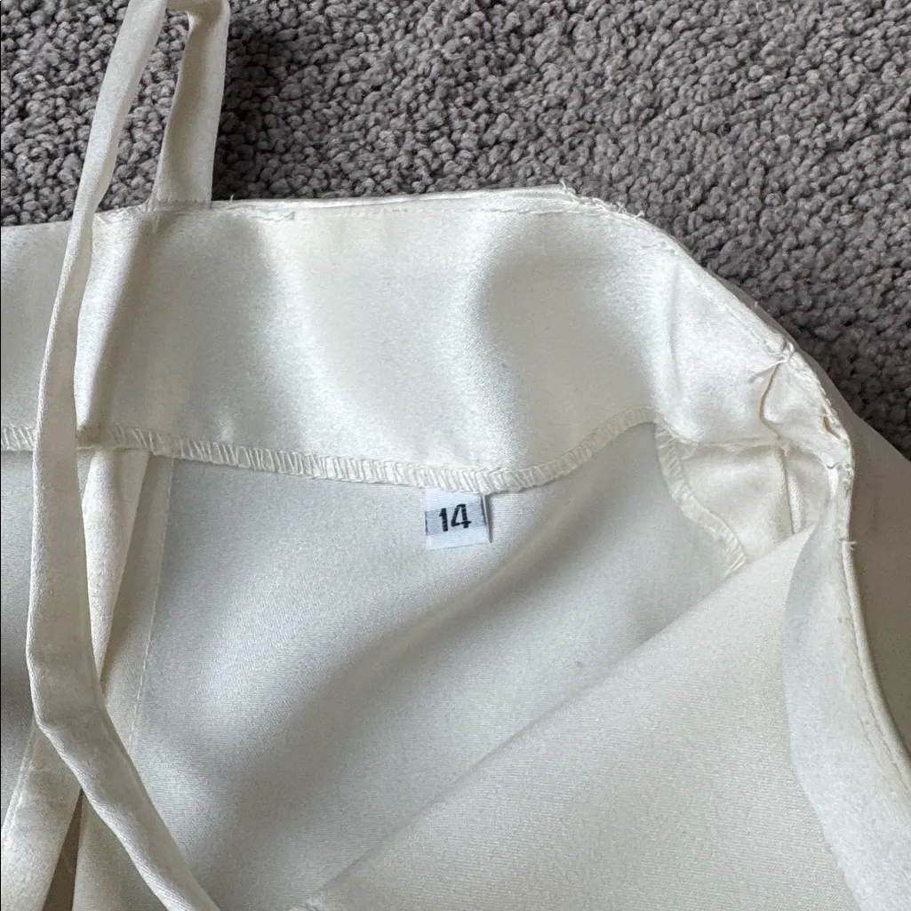 Jovani  Ivory Satin Three Piece Skirt Set SIZE 14 - Image 10