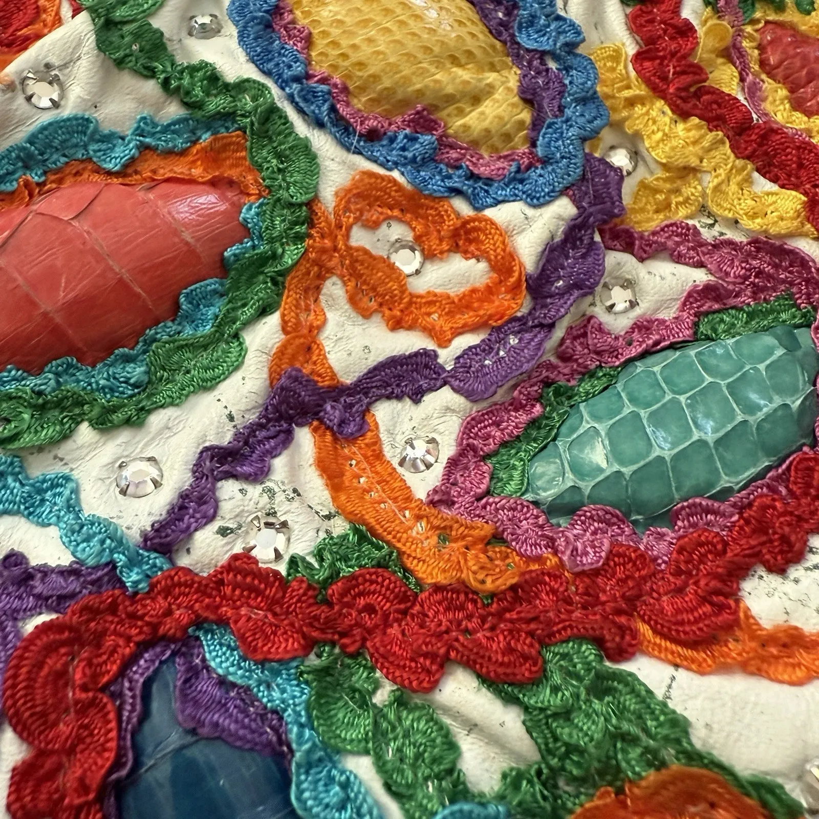 Rita Diana For Mylinka Vintage Women's Crossbody Bag White Leather 80s Bright‎ - Image 7