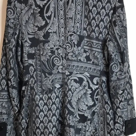 Vintage Sfarzo ladies button up printed detail coat blazer with shoulder pads Black Size M - Image 11