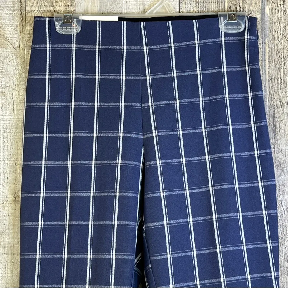A New Day Size 4R Blue & White Plaid Print Cropped Kick Flare Pants w/Si… - Image 3